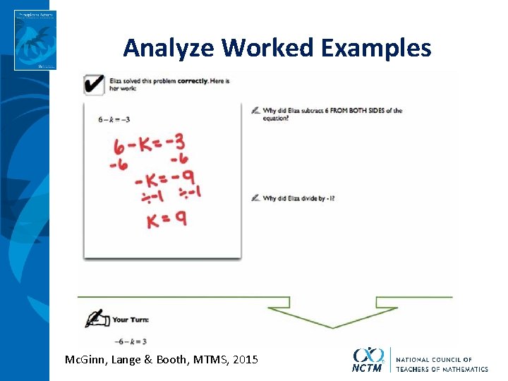 Analyze Worked Examples Mc. Ginn, Lange & Booth, MTMS, 2015 