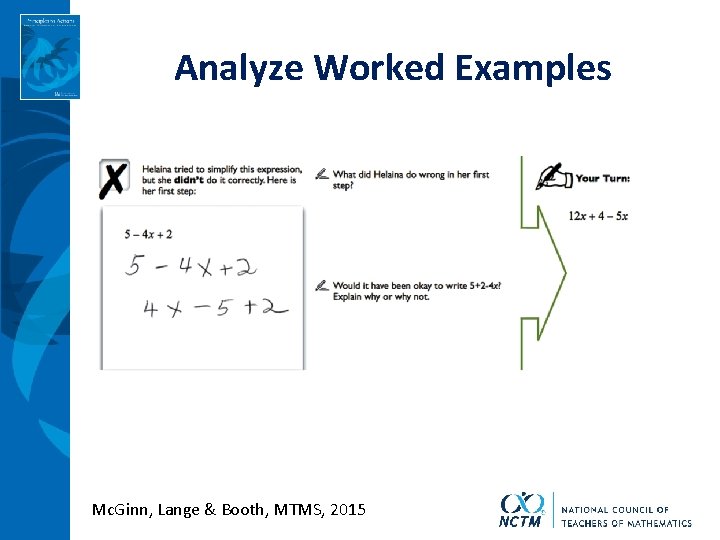 Analyze Worked Examples Mc. Ginn, Lange & Booth, MTMS, 2015 