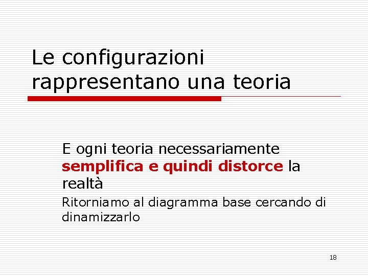 Le configurazioni rappresentano una teoria E ogni teoria necessariamente semplifica e quindi distorce la