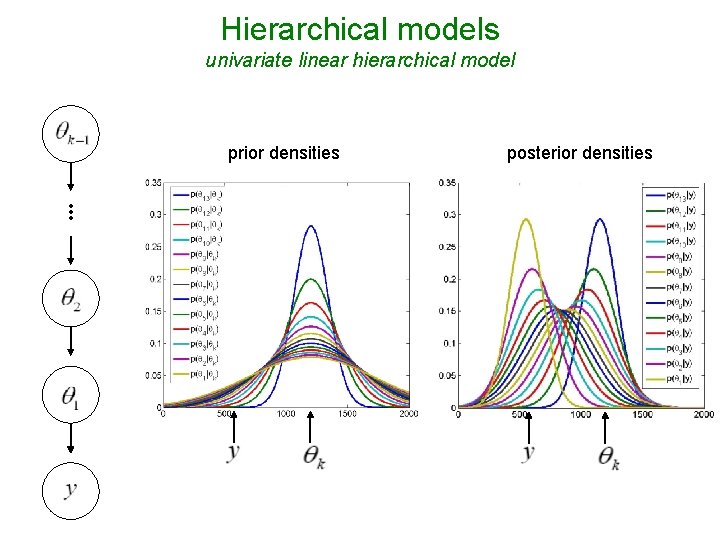 Hierarchical models univariate linear hierarchical model prior densities posterior densities • • • 