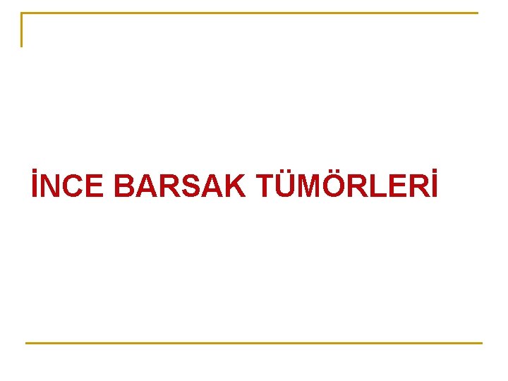 İNCE BARSAK TÜMÖRLERİ 