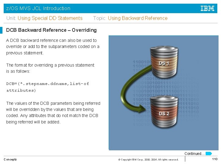 z/OS MVS JCL Introduction Unit: Using Special DD Statements Topic: Using Backward Reference DCB