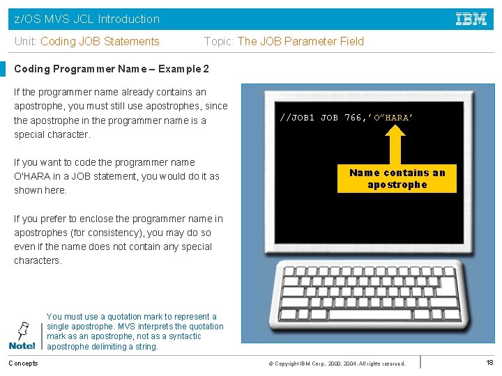 z/OS MVS JCL Introduction Unit: Coding JOB Statements Topic: The JOB Parameter Field Coding