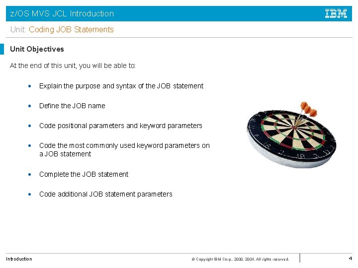 z/OS MVS JCL Introduction Unit: Coding JOB Statements Unit Objectives At the end of