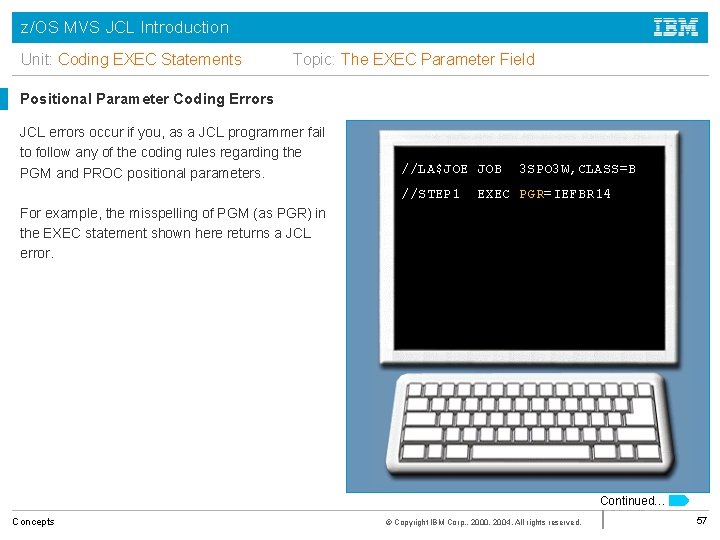 z/OS MVS JCL Introduction Unit: Coding EXEC Statements Topic: The EXEC Parameter Field Positional