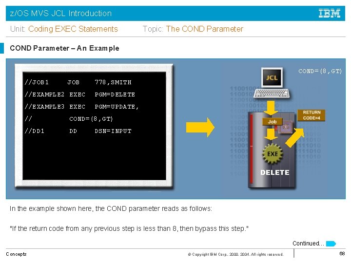 z/OS MVS JCL Introduction Unit: Coding EXEC Statements Topic: The COND Parameter – An