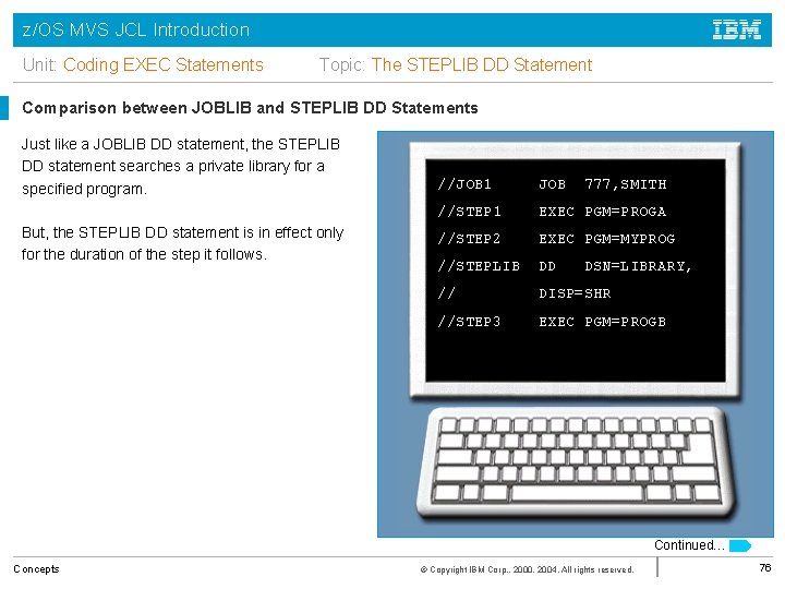 z/OS MVS JCL Introduction Unit: Coding EXEC Statements Topic: The STEPLIB DD Statement Comparison