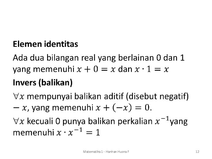  • Matematika 1 - Hanhan Husna F 12 