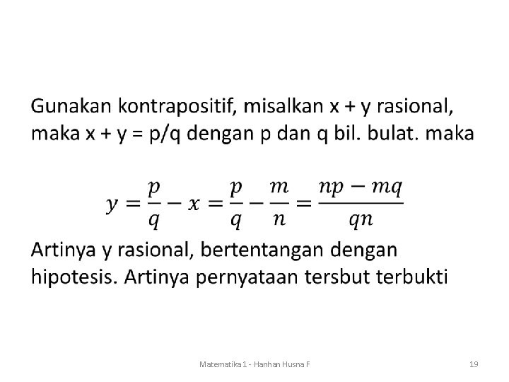  • Matematika 1 - Hanhan Husna F 19 