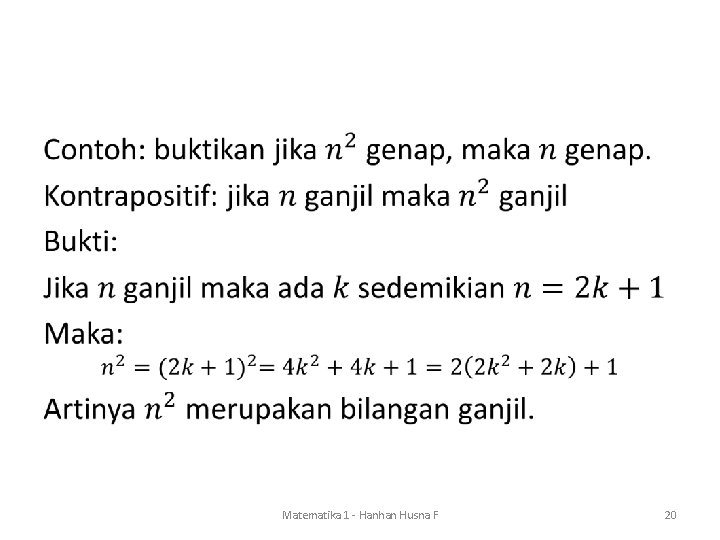  • Matematika 1 - Hanhan Husna F 20 