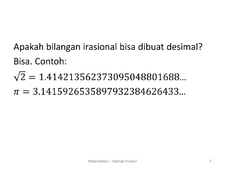  • Matematika 1 - Hanhan Husna F 7 
