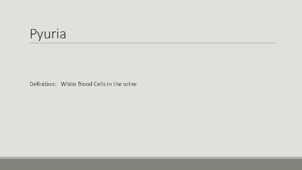 Pyuria Definition: White Blood Cells in the urine 