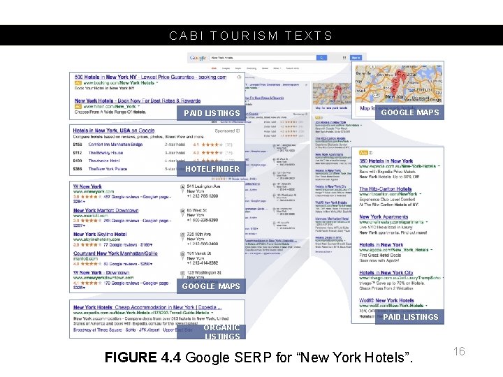 CABI TOURISM TEXTS PAID LISTINGS GOOGLE MAPS HOTELFINDER GOOGLE MAPS PAID LISTINGS ORGANIC LISTINGS