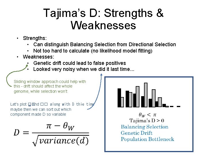 Tajima’s D: Strengths & Weaknesses • Strengths: • Can distinguish Balancing Selection from Directional