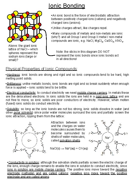 Ionic Bonding • An ionic bond is the force of electrostatic attraction between positively