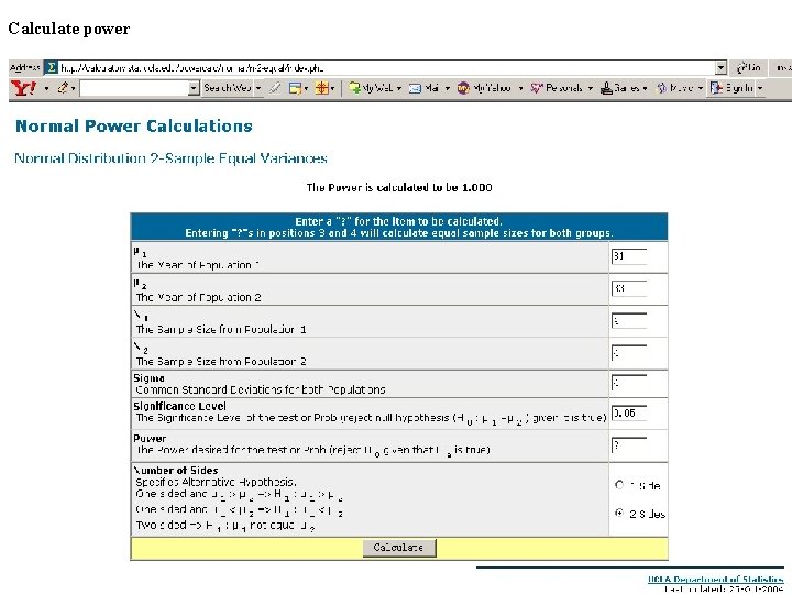 Calculate power 