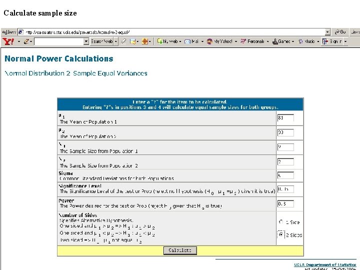 Calculate sample size 