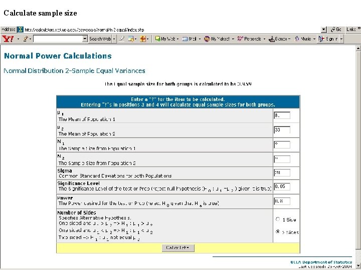 Calculate sample size 