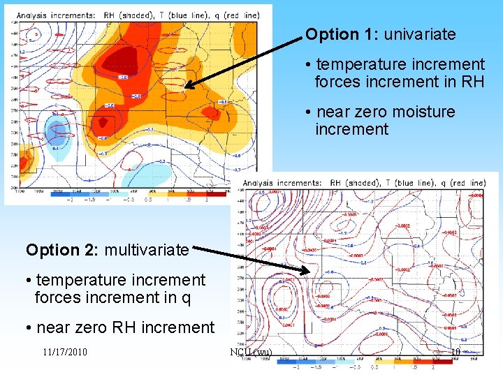 Option 1: univariate • temperature increment forces increment in RH • near zero moisture