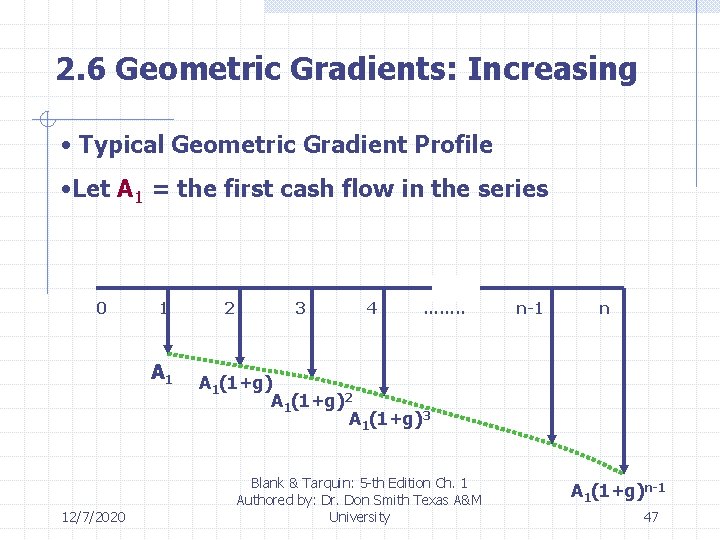 2. 6 Geometric Gradients: Increasing • Typical Geometric Gradient Profile • Let A 1