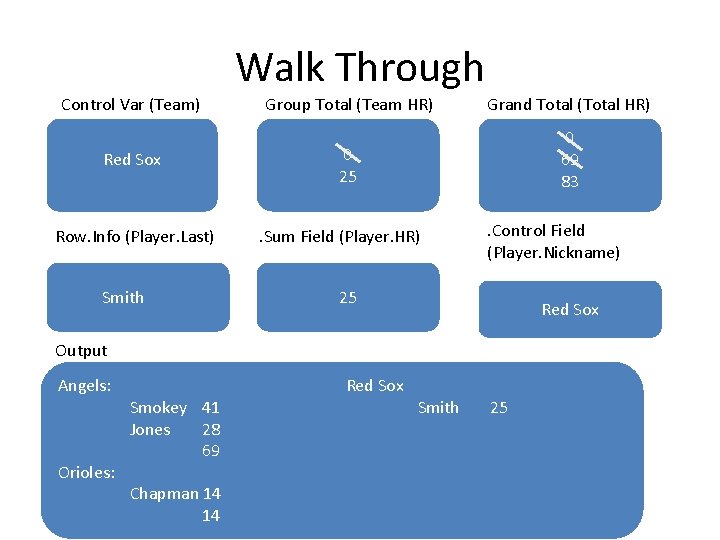 Walk Through Control Var (Team) Red Sox Row. Info (Player. Last) Smith Group Total