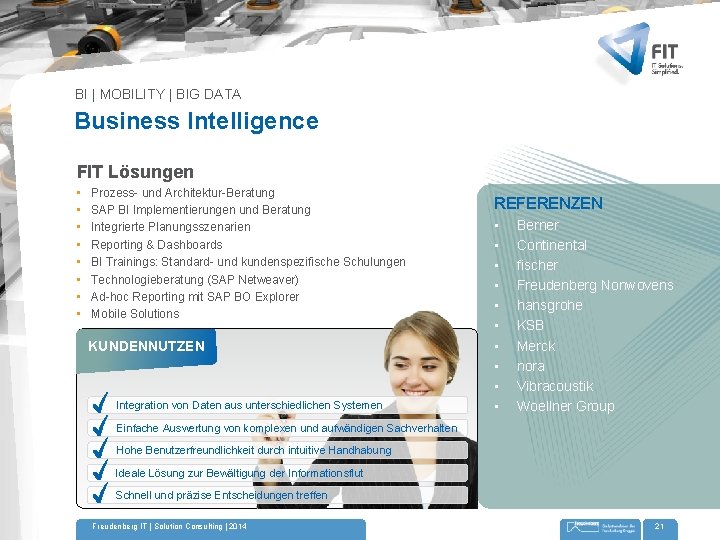 BI | MOBILITY | BIG DATA Business Intelligence FIT Lösungen • • Prozess- und