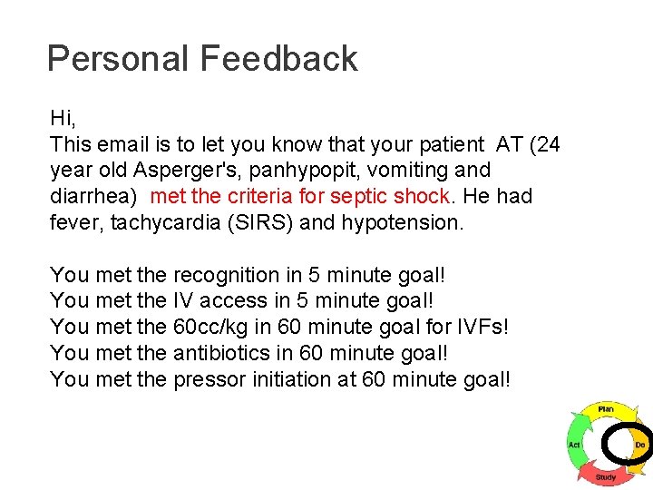 Personal Feedback Hi, This email is to let you know that your patient AT