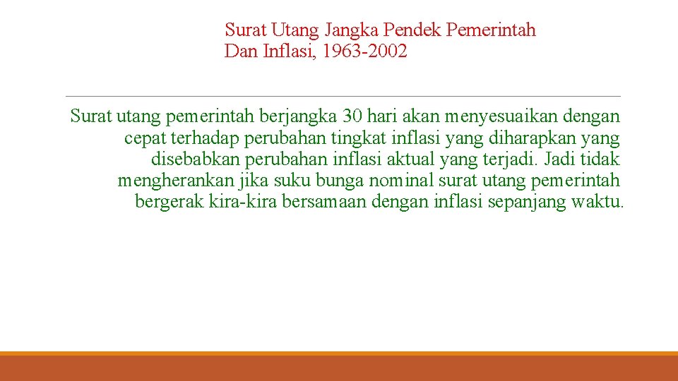 Surat Utang Jangka Pendek Pemerintah Dan Inflasi, 1963 -2002 Surat utang pemerintah berjangka 30