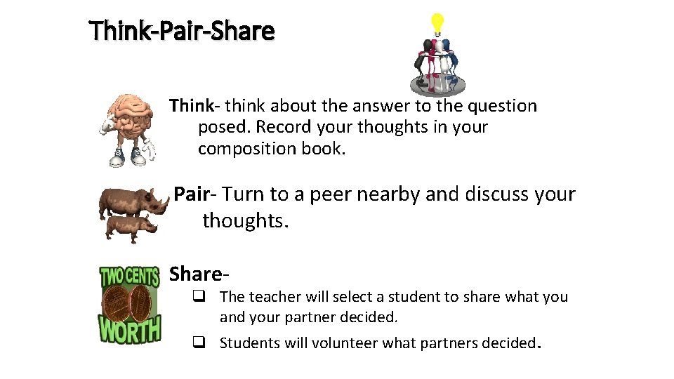 Think-Pair-Share Think‐ think about the answer to the question posed. Record your thoughts in