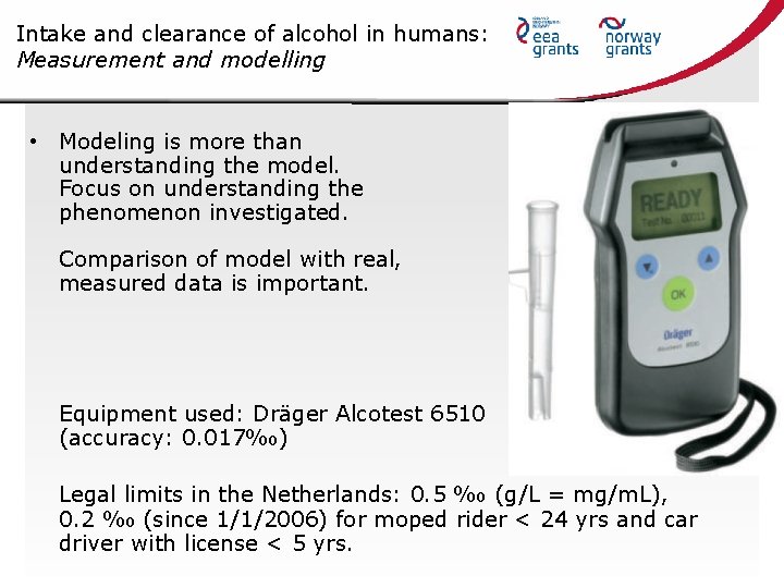 Intake and clearance of alcohol in humans: Measurement and modelling • Modeling is more