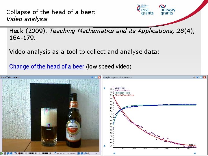 Collapse of the head of a beer: Video analysis Heck (2009). Teaching Mathematics and