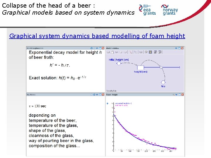 Collapse of the head of a beer : Graphical models based on system dynamics