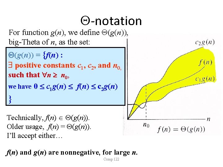  -notation For function g(n), we define (g(n)), big-Theta of n, as the set: