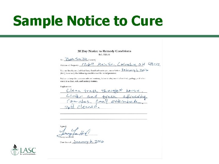 Sample Notice to Cure 57 