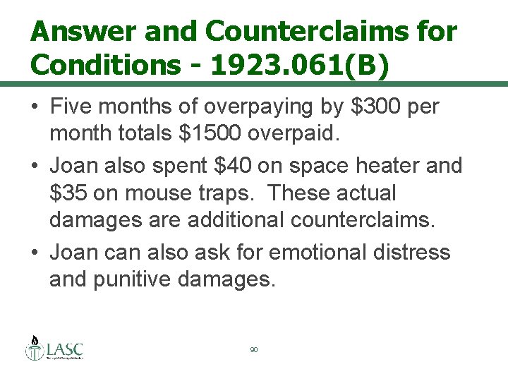 Answer and Counterclaims for Conditions - 1923. 061(B) • Five months of overpaying by