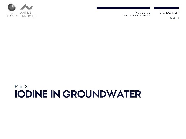 AARHUS UNIVERSITET Part 3 PHD DEFENCE DENITZA D. VOUTCHKOVA IODINE IN GROUNDWATER 9. OCTOBER