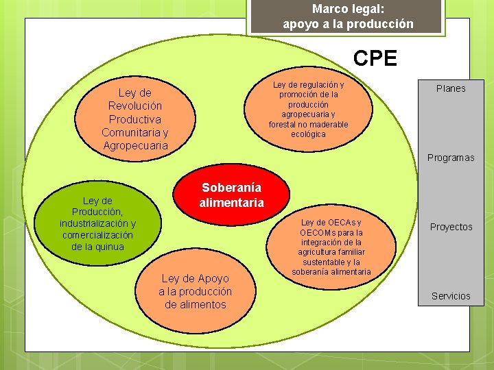 Marco legal: apoyo a la producción CPE Ley de regulación y promoción de la