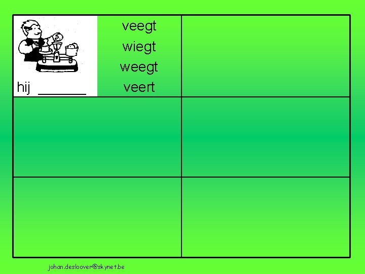 hij ______ veegt wiegt weegt veert johan. desloover@skynet. be 