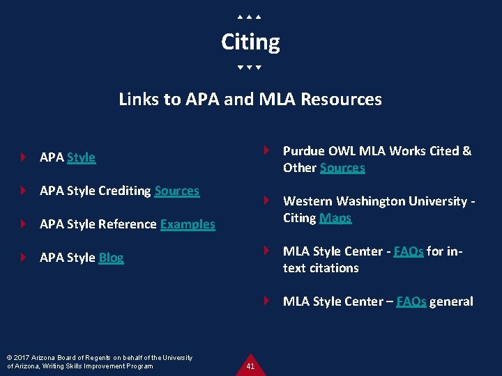 Citing Links to APA and MLA Resources Purdue OWL MLA Works Cited & Other