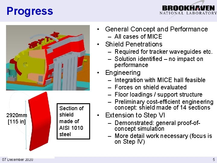 Progress • General Concept and Performance – All cases of MICE • Shield Penetrations