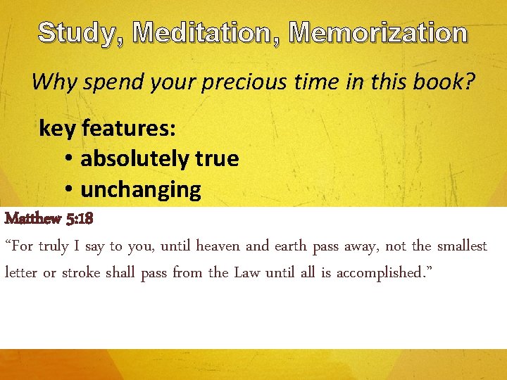 Study, Meditation, Memorization Why spend your precious time in this book? key features: •