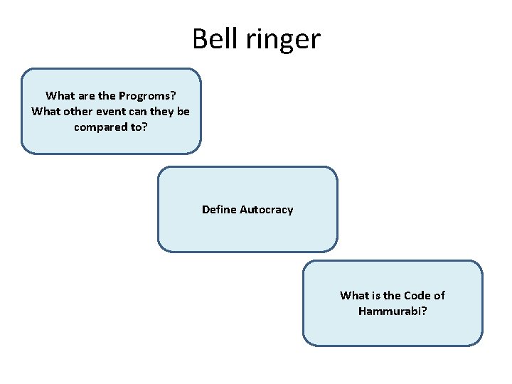 Bell ringer Attacks on Jews in Russia What are the Progroms? during Russification. What