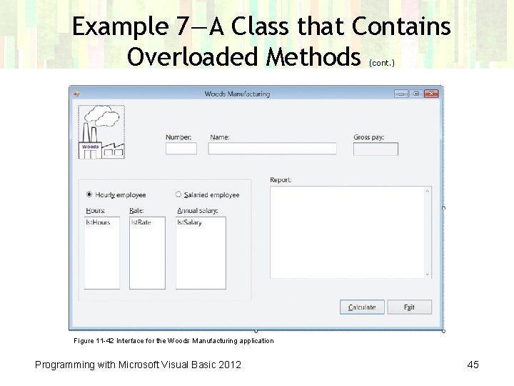 Example 7—A Class that Contains Overloaded Methods (cont. ) Figure 11 -42 Interface for