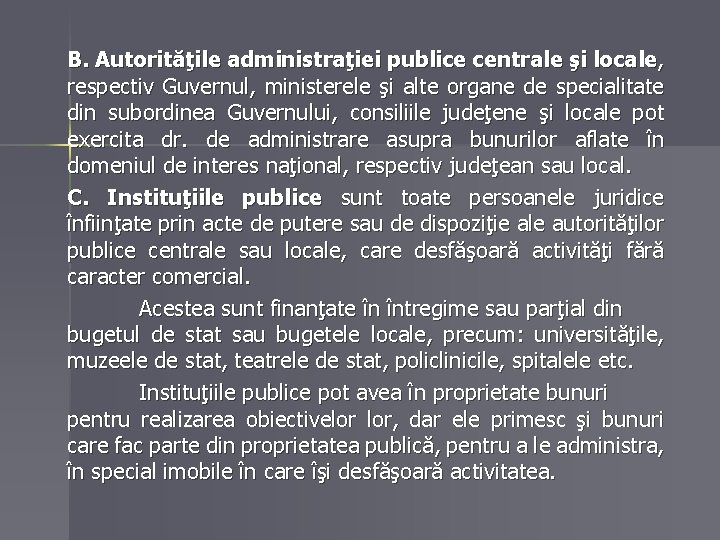 B. Autorităţile administraţiei publice centrale şi locale, respectiv Guvernul, ministerele şi alte organe de