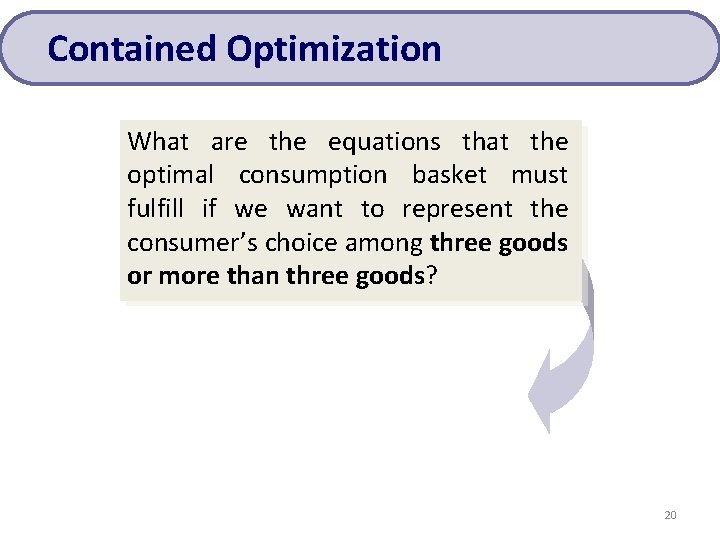 Contained Optimization What are the equations that the optimal consumption basket must fulfill if
