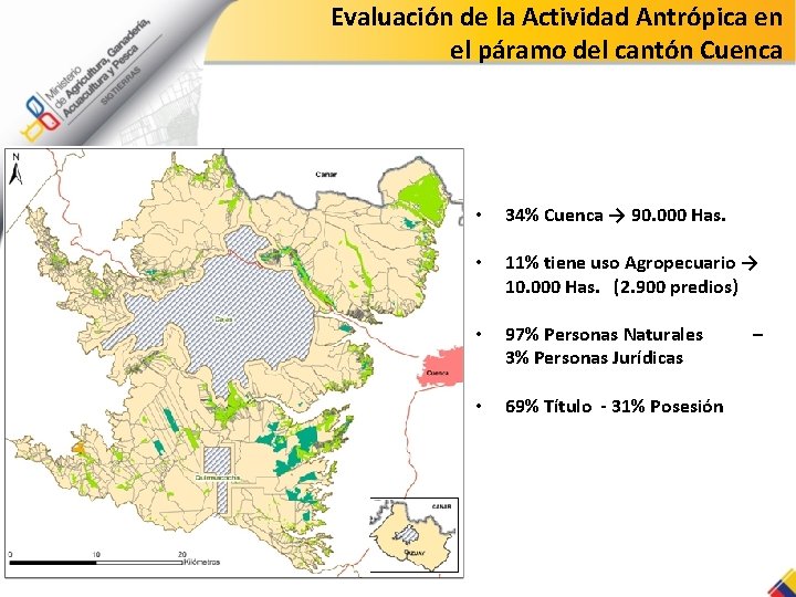 Evaluación de la Actividad Antrópica en el páramo del cantón Cuenca • 34% Cuenca