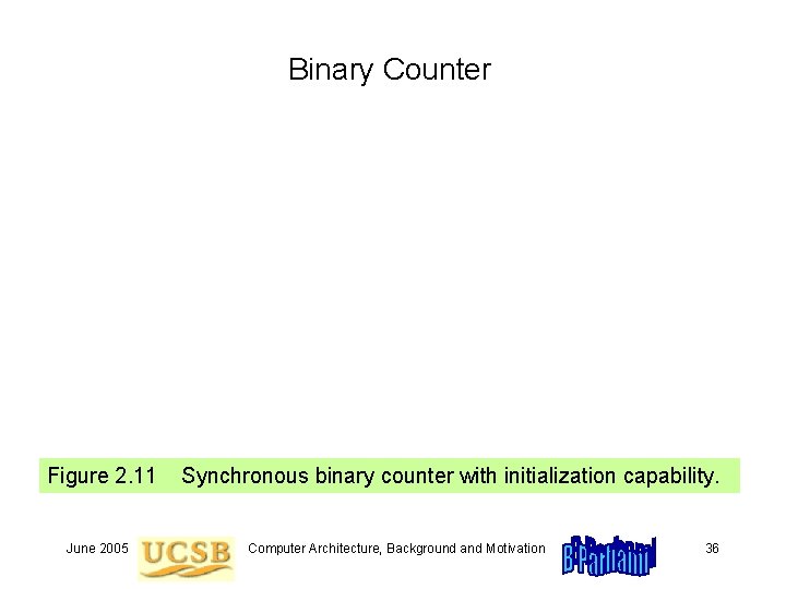Binary Counter Figure 2. 11 June 2005 Synchronous binary counter with initialization capability. Computer Binary Counter Figure 2. 11 June 2005 Synchronous binary counter with initialization capability. Computer