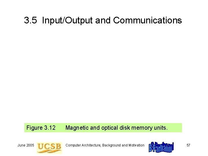 3. 5 Input/Output and Communications Figure 3. 12 June 2005 Magnetic and optical disk 3. 5 Input/Output and Communications Figure 3. 12 June 2005 Magnetic and optical disk