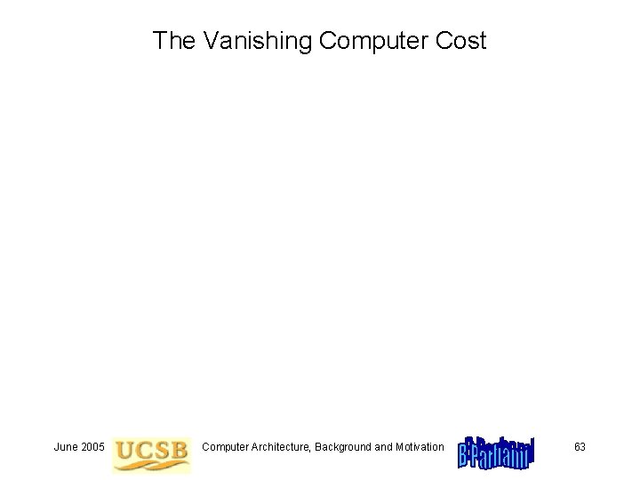 The Vanishing Computer Cost June 2005 Computer Architecture, Background and Motivation 63 The Vanishing Computer Cost June 2005 Computer Architecture, Background and Motivation 63