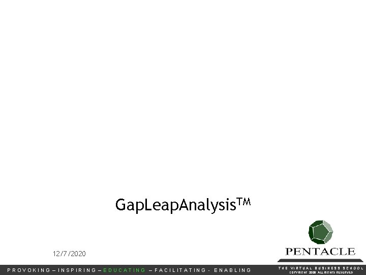 Gap. Leap. Analysis. TM 12/7/2020 PP R O KKIINNGG ––I N I NS S